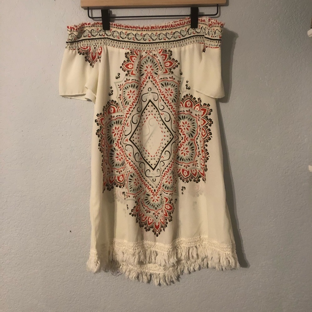 Cream off the shoulder top